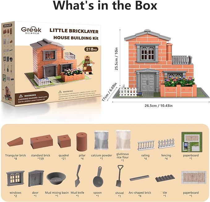 Mini House Building Kit for Kids Age 8+ - Block Building Toys with Real Mini Bricks STEM Creative Gifts for Boys Girls- DIY Tiny House Construction Set