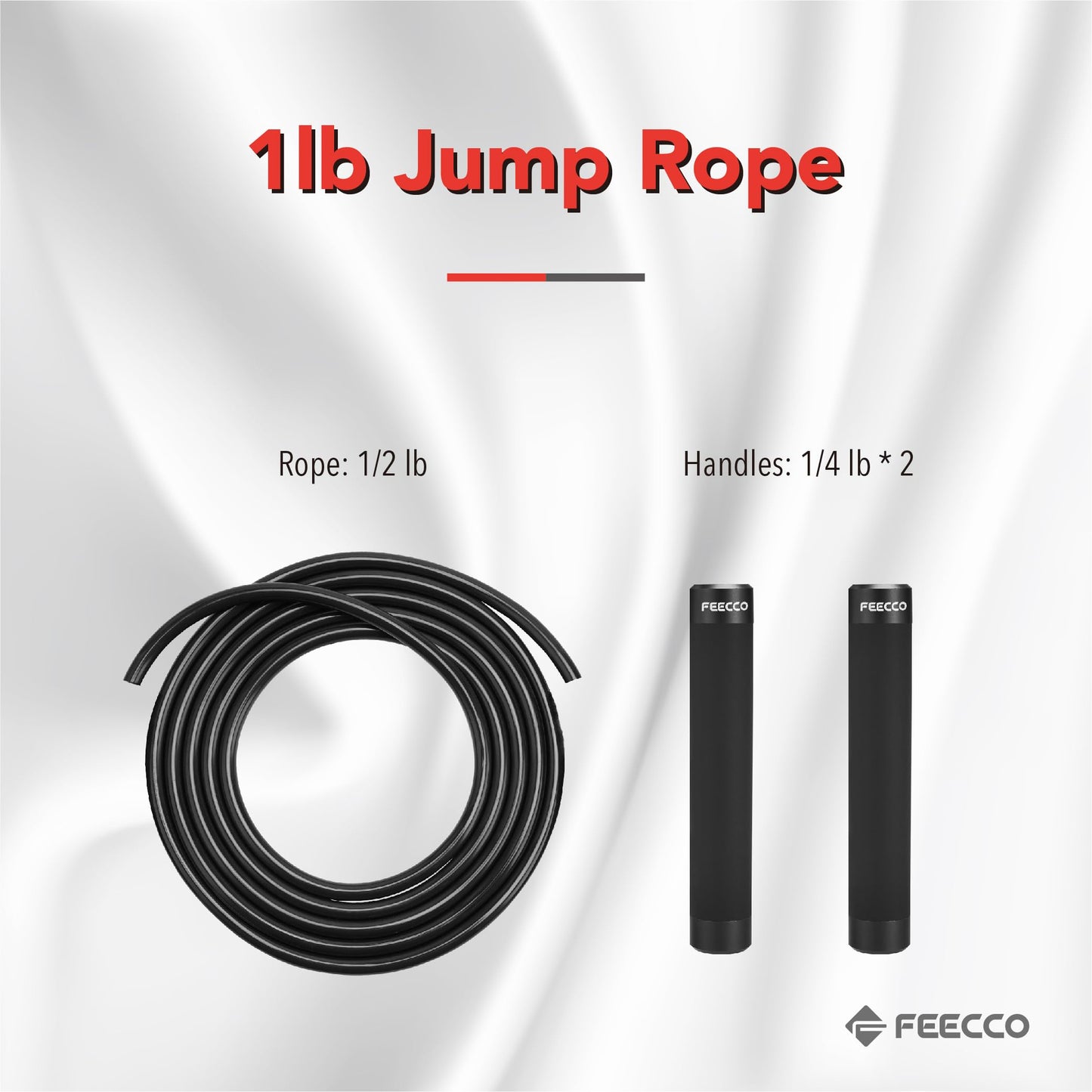 FEECCO Weighted Jump Rope for Men, 9mm PVC Rope with Metal Handles and Ball Bearings
