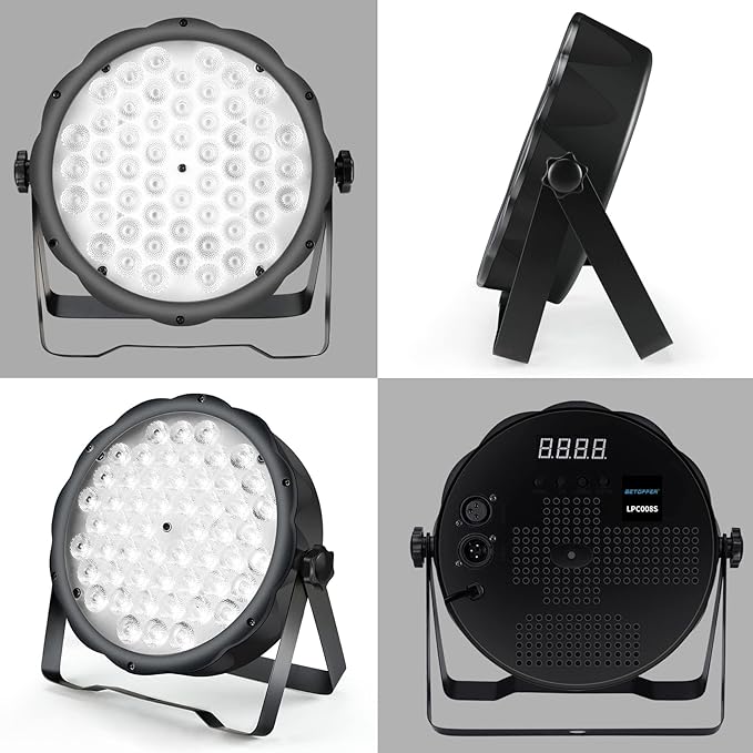BETOPPER LED Par Lights 54 x 1.5W, RGB Stage Lights DMX DJ Lighting Sound Activated with Stand, Strobe Light & Wash Par Lighting DMX for Parties, Church, Wedding, Bars, 8 Pack