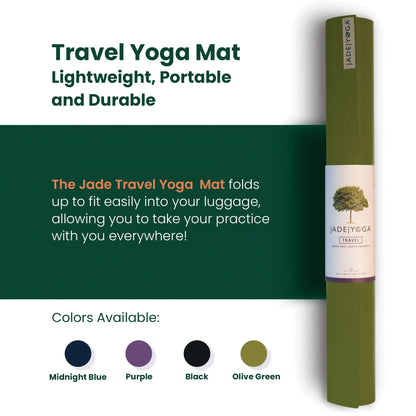 JadeYoga Travel Yoga Mat - Packable, Lightweight, and Portable Yoga Mat - Non-Slip Natural Rubber Mat for Women & Men - Great for Yoga, Home, Gym, Pilates, Fitness, and Stretching
