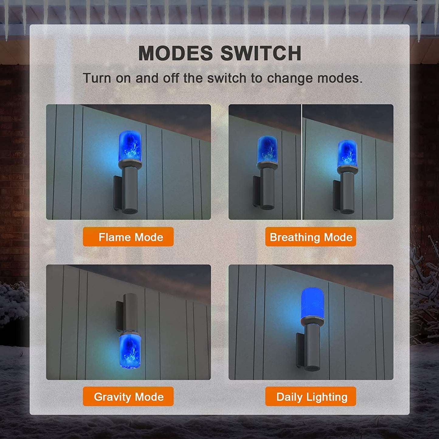 【Upgraded】Hompavo LED Flame Light Bulbs, 4 Modes Flickering Light Bulbs with Upside Down Effect, E26 Flame Bulb for Halloween Christmas Party Patio Porch Home Indoor Outdoor Decorations - 4 Blue