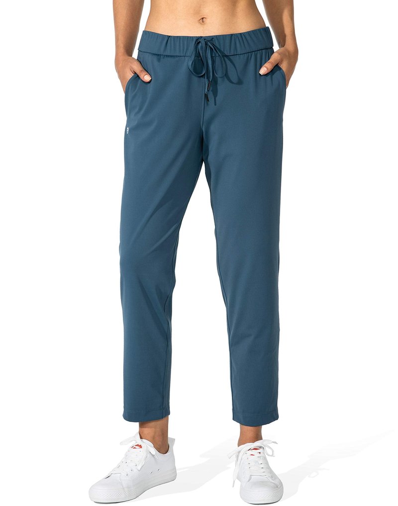 G Gradual Women's Pants with Deep Pockets 7/8 Stretch Sweatpants for Women Athletic, Golf, Lounge, Work (Indigo, Small)
