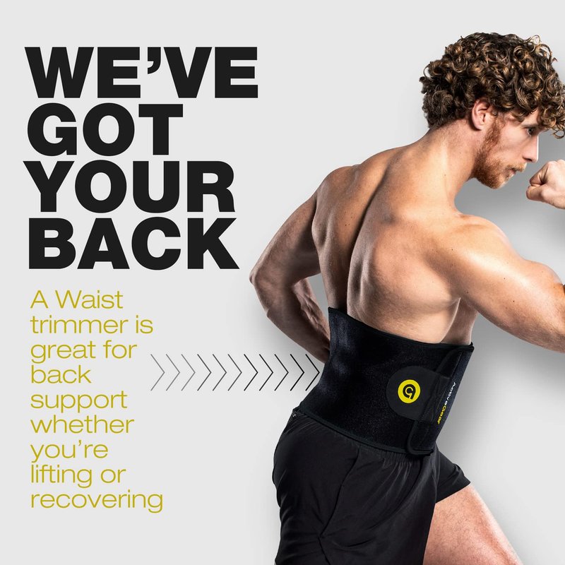 ActiveGear Premium Waist Trimmer Belt Slim Body Sweat Wrap for Stomach and Back Lumbar Support, Large: 9" x 46" - Yellow