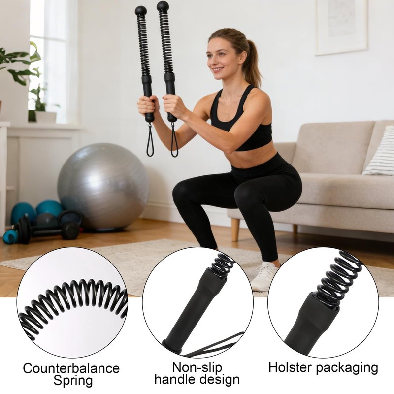 Ropeless Battle Ropes 2 Pcs Battle Rope Sticks Cordless Battle Ropes Ropeless Jump Rope Battle Rope Sticks for Home or Gym Style-B