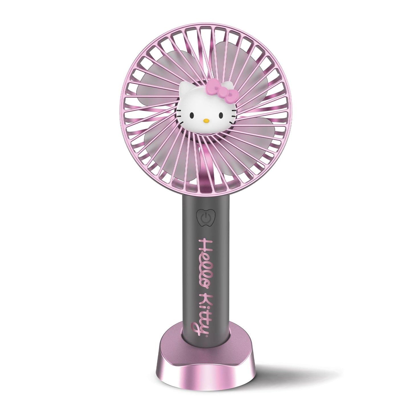 Hello Kitty 2-Pack Handheld Fan with Tabletop Stand - Multi-Speed Settings, Rechargeable Battery, Portable and Compact Design - Ideal for Home, Office, and Outdoor Use - Includes USB Charging Cable