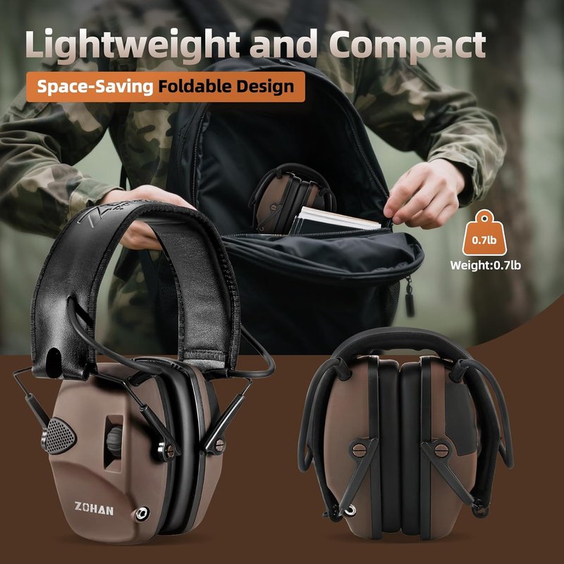ZOHAN EM054 Electronic Shooting Ear Protection - Slim Active Noise Reduction Earmuffs with Gel Ear Pads | 4X Sound Amplification for Gun Range