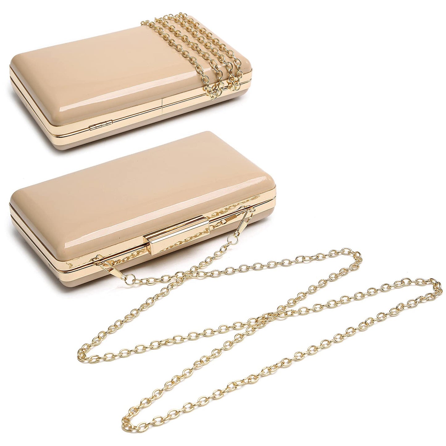 Dasein Women Evening Purses Clutch Bags Formal Party Clutches Wedding Purses Cocktail Prom Handbags (Patent Leather Camel)