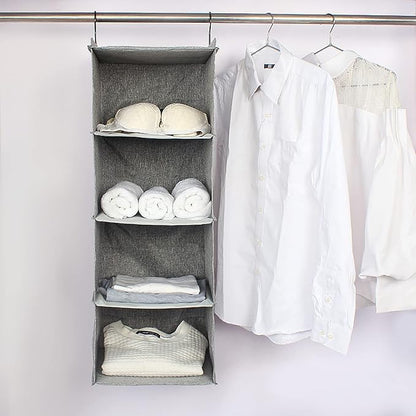 Hanging Closet Organizer, Easy Mount Collapsible 4-Shelf Camper Closet Wardrobe