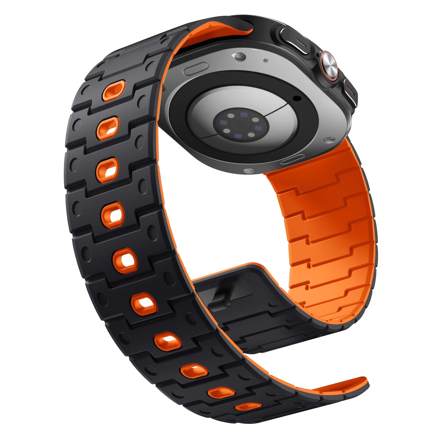 Bandletic Watchband Compatible with Samsung Galaxy Watch Ultra(2025/2024)Bands 47mm for Women, Silicone Strong Magnet Wristbands Adjustable Sport Strap for Galaxy Watch Ultra Bands for Man, Black Orange