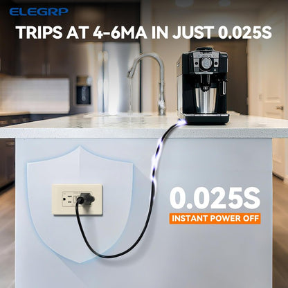 ELEGRP GFCI Outlet 15 Amp, Self-Test GFI Electrical Outlet with Thinner Design, TR Tamper Resistant GFCI Receptacle, Ground Fault Circuit Interrupters with Wall Plate, UL Listed, Light Almond, 6 Pack