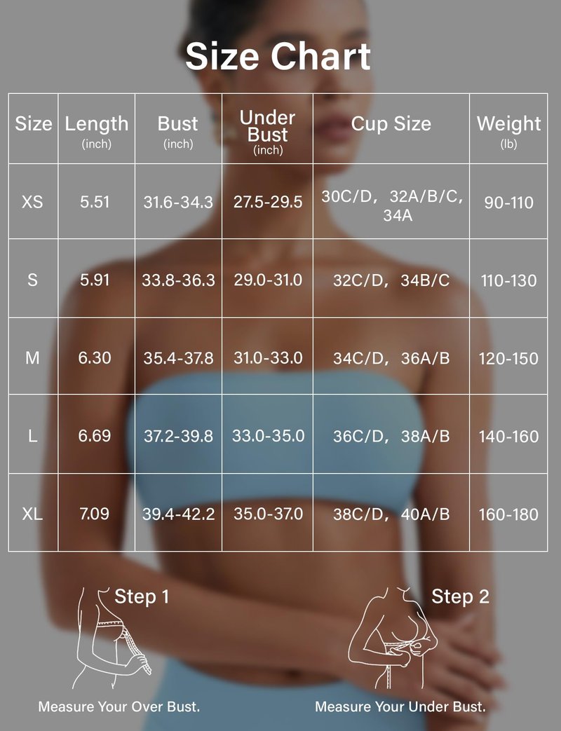 VOYJOY Impact Backless Bandeau Bra Workout Strapless Basic Tank Top Adjustable Back Bandeau Shirts Summer Going Out Tops Ice Blue