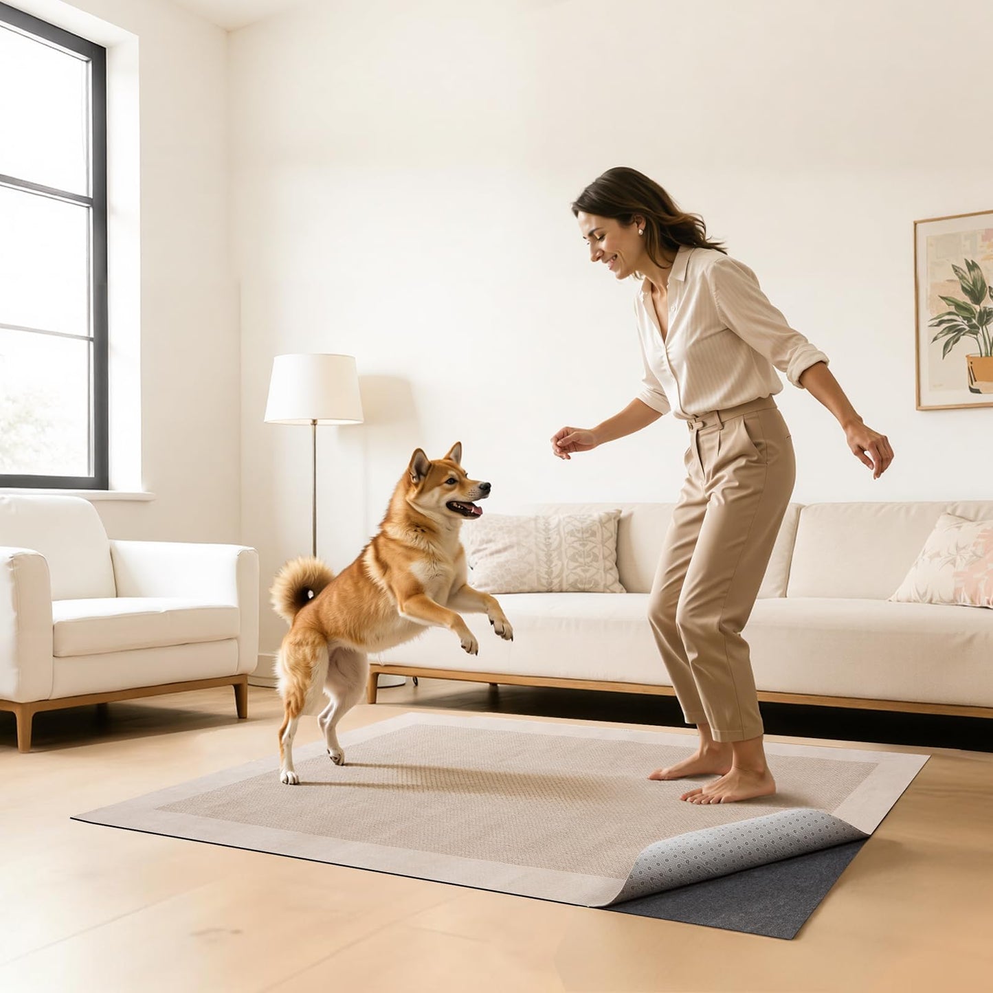 VEVOR Rug Pad 8 x 10 ft, Non-Slip Carpet Area Pad 0.12in Rug Mat Padding with Dual Surface Felt Cushion & Rubber Gripper, Hardwood Floor Protection for All Floors, Finishes, Keeps Carpets in Place