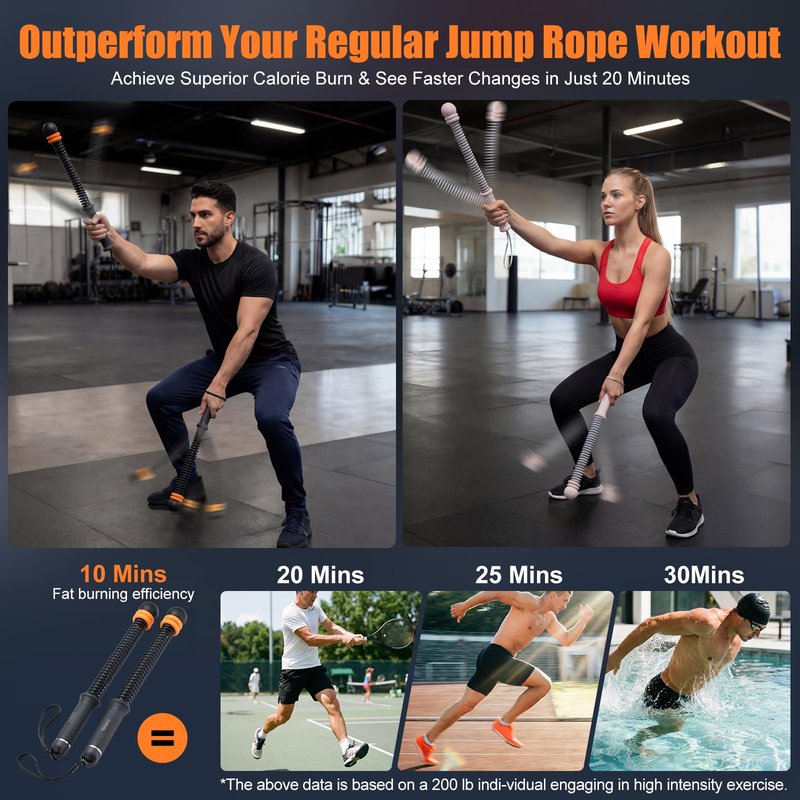 Cordless Battle Ropes with Adjustable Weighted Ropeless Battle Rope for Home Gym Exercise, Portable Workout Equipment for Strength Training & Cardio Fitness for Women & Men