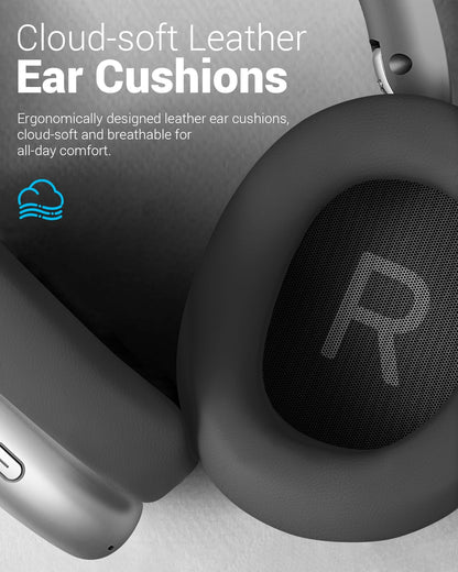 Wentronic Y01 Wireless Noise Canceling Headphones Bluetooth 5.3 Over Ear Headphones with Microphone, Hi-Res Audio, 48H Playtime, Foldable Comfortable Earpads,Compatible with iOS,Android,PC, Space Grey