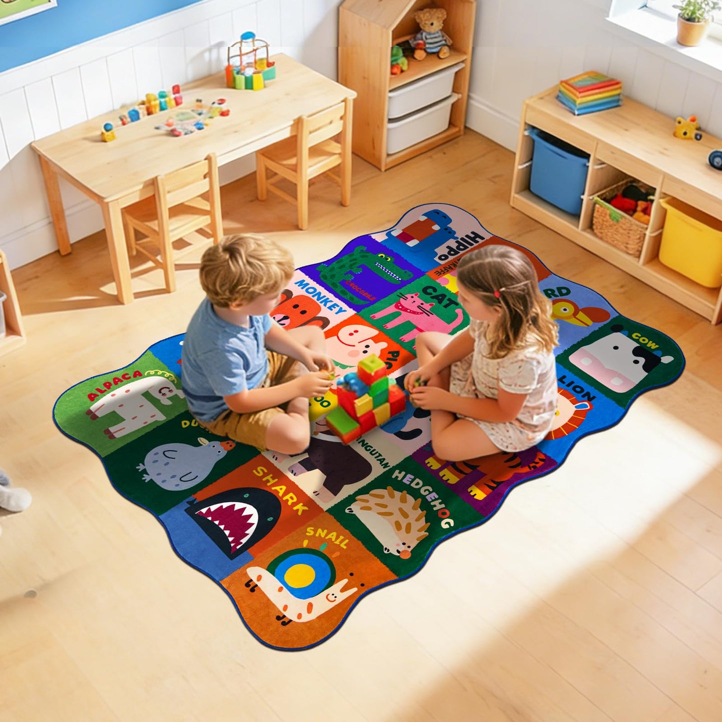 Kids Rugs for Playroom,3x5 Feet Upgrade Ultra Non Slip Area Rug, Washable Play Mat Rug Cute Animal Carpet for Classroom Toddler Nursery Kids Room Decor