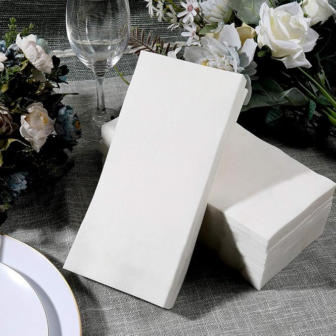 FOCUSLINE 200 Disposable Bathroom Napkins, Linen-Feel Paper Guest Towels