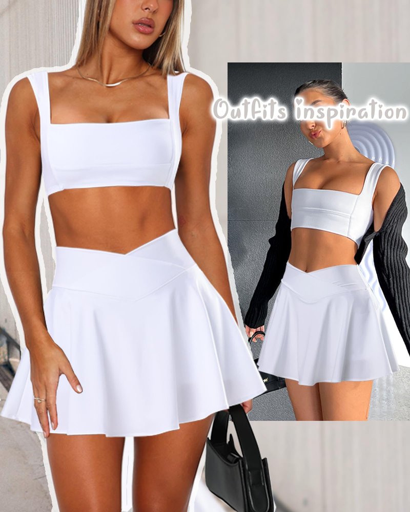 OZICERD Women Golf Skort Tennis Skirt with Pockets Shorts High Waisted Pleated Mini Skirt Athletic Skorts Pickleball Skirts White M