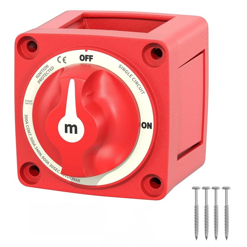 Akozon Battery Switch, DC 12‑48V Isolator Switch Single Circuit Cut‑Off 6006 M‑Series Hard‑Wearing for Marine Boat Battery Isolator