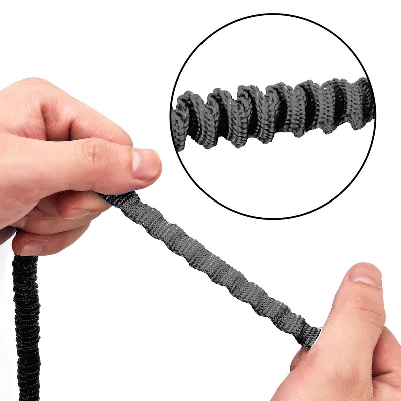 MOOCY Kayak Paddle Leash, 3-7 ft Stretchable Strap Lanyard for SUP, Canoeing, Fishing Accessories - Secure Bungee Rod Holder Tether(Black, 2 Pack)