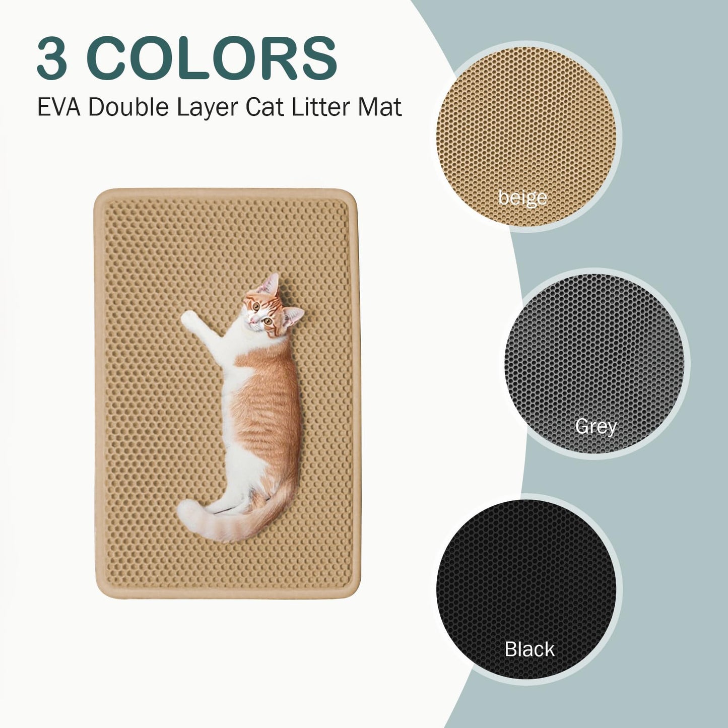 Ribnckly Cat Litter Trapping Mat, Double Layer Waterproof Proof Litter Box mat, Non-Slip Design, Easy to Clean, Beige Cat Box Mat 29.9'' x 24''Inch