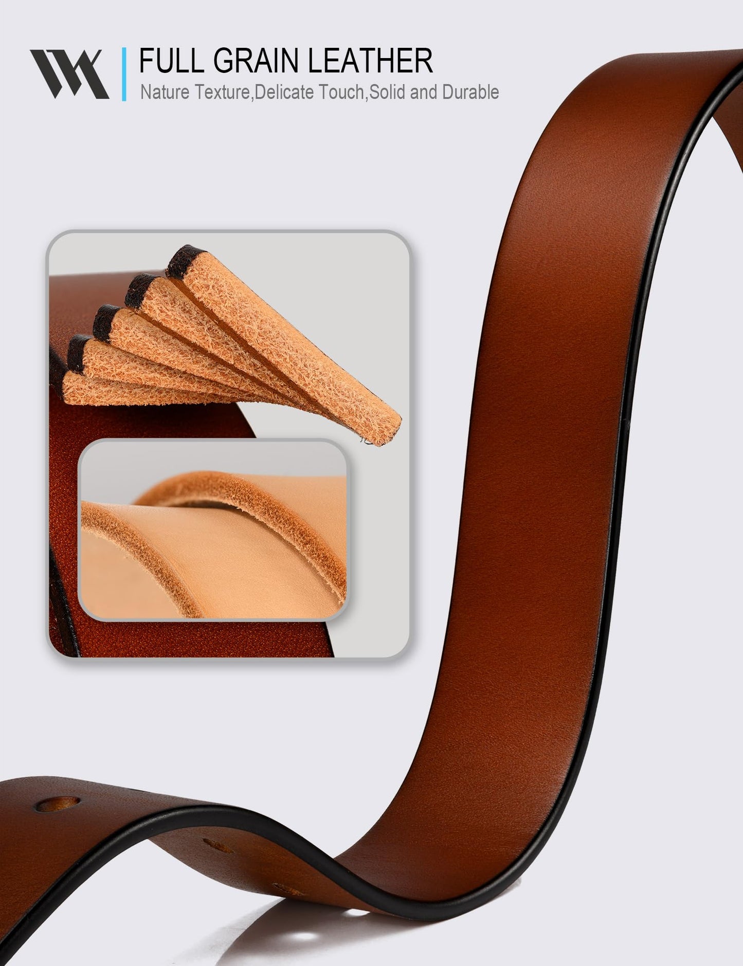 WOLFANT 1.5" Top Full Grain Leather Belt for Men in Gift Box,100% Italian Real Solid Leather