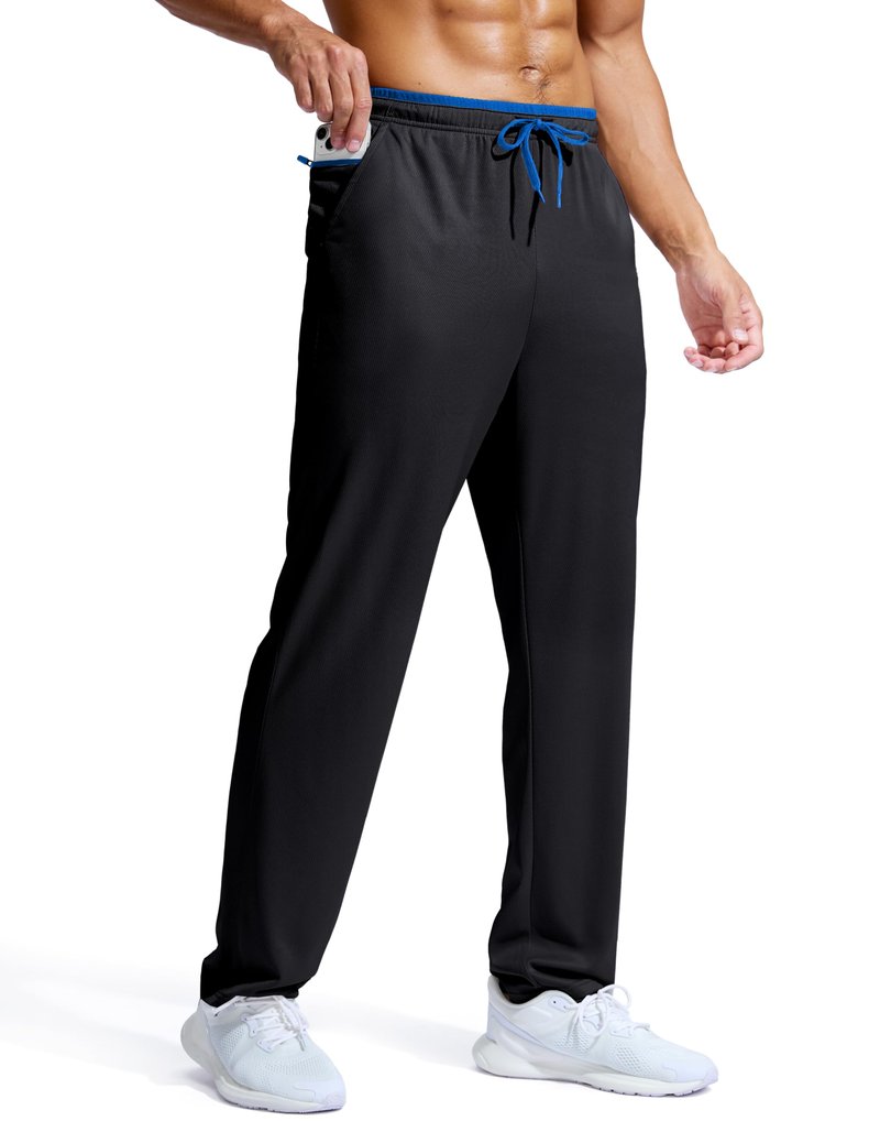 Pudolla Men's Lightweight Sweatpants with Pockets Mens Athletic Pants Track Running Gym Pants(Black L)