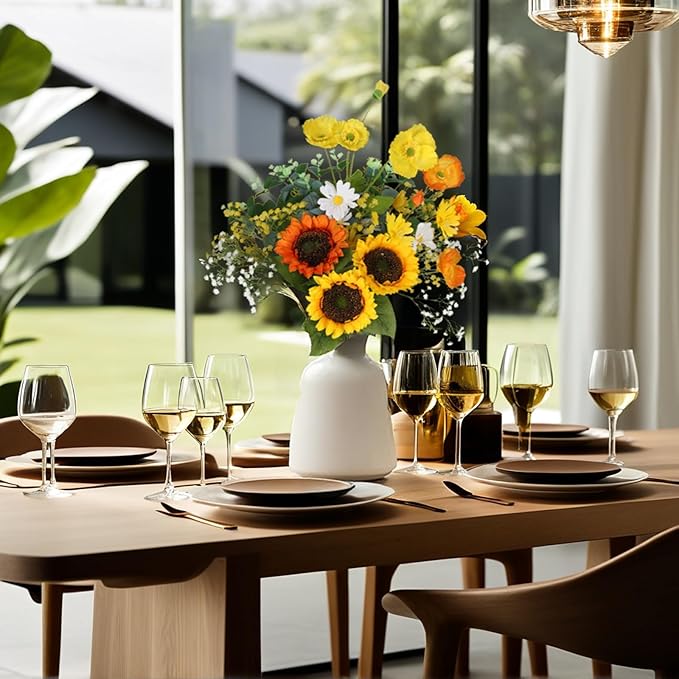 Fall Artificial Sunflowers Bouquet 20" Fake Flower for Thanksgiving with Faux Silk Sunflower for Wedding Centerpieces Home Decor Party Table Floral Arrangements Indoor Outdoor Autumn Decorations
