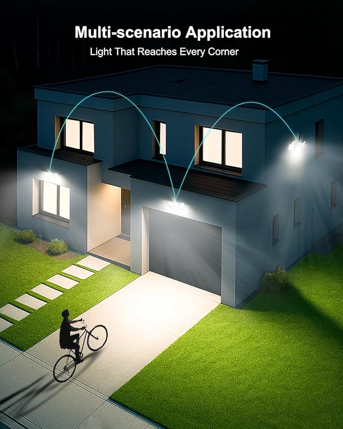 LED Security Lights Motion Sensor,188 LEDs 4200LM Dusk to Dawn Hardwired Flood Lights Outdoor with 3 Modes Remote Control,IP65 Waterproof Motion Sensor Lights, for Garage,Yard,Porch 2 Pack