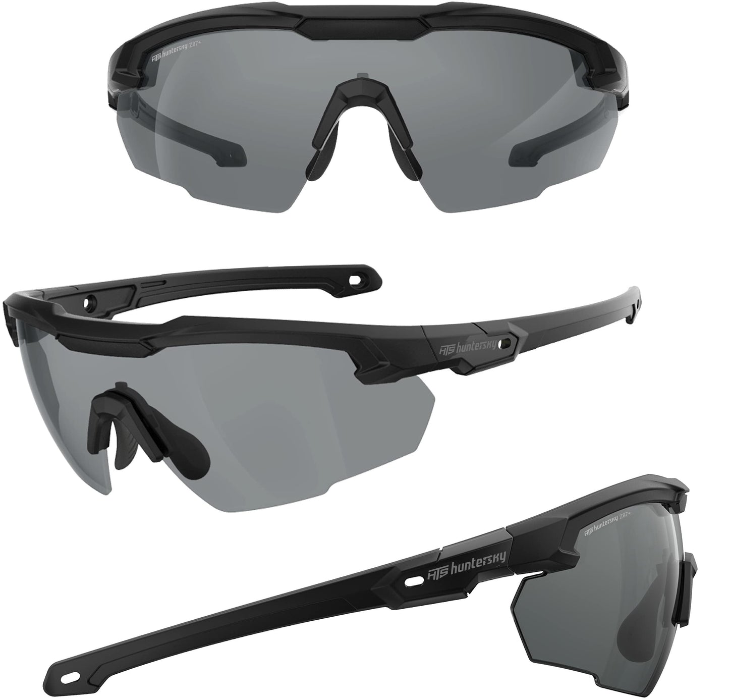 HTS HUNTERSKY S57 Smoke Grey Ballistic Tactical Shooting Glasses ANSI Z87+ UV400 Eyewear for Airsoft Range Security and Outdoor Sports, for Men and Women