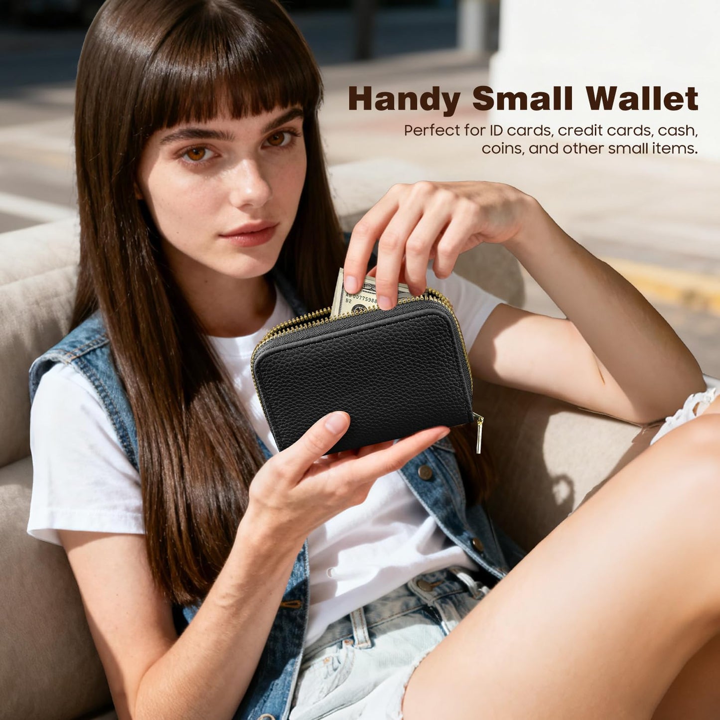 TiMOVO Phone Lanyard, Strap with Leather Wallet Pouch, Universal Crossbody Phone Lanyard Adjustable Neck Strap, Compatible with Most Smartphones, Black