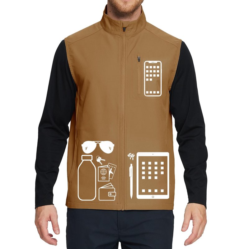 M MAELREG Golf Vest for Men Windproof Travel Zip Up Sleeveless Jacket Lightweight Softshell Mens Vests Outerwear