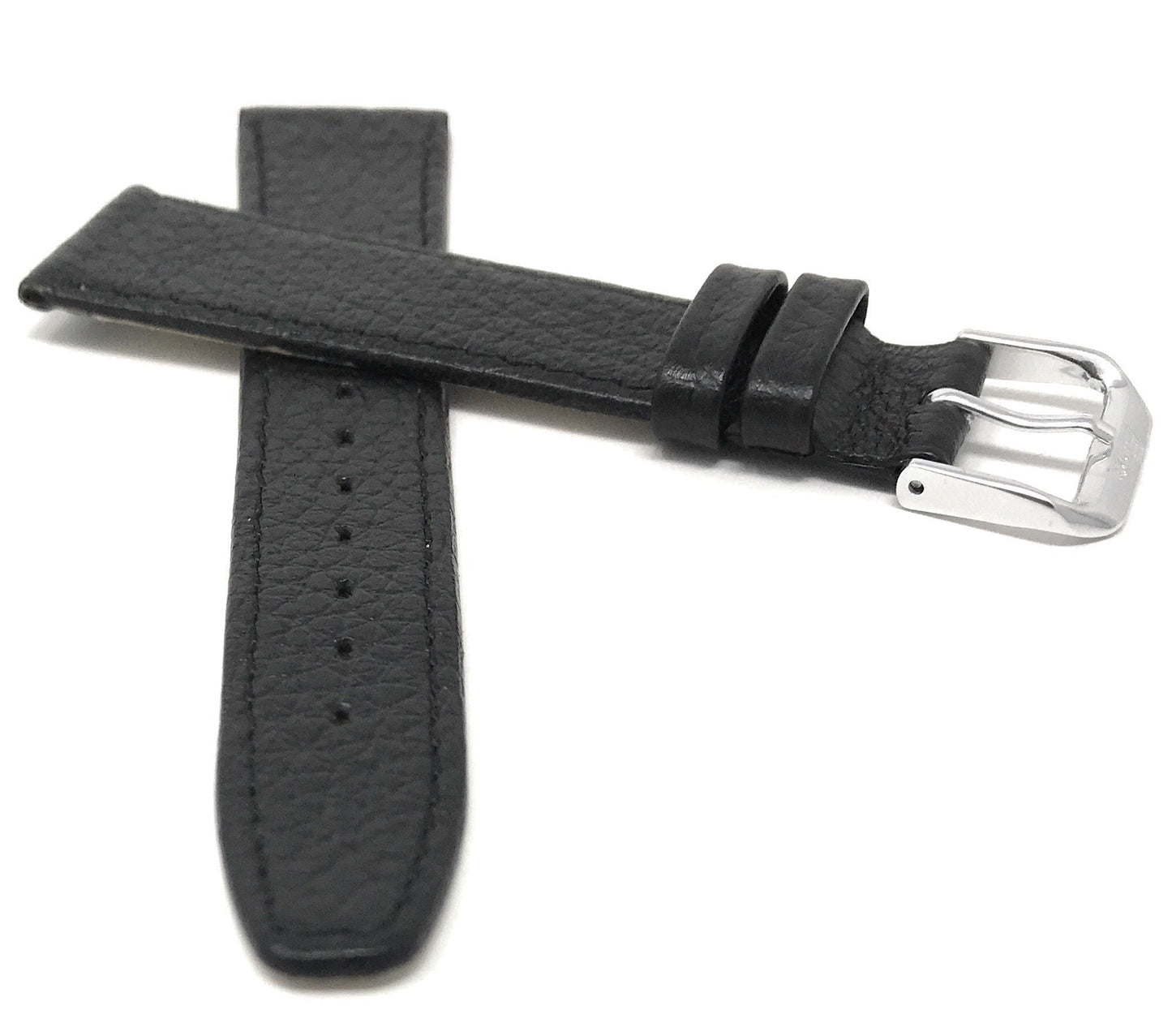 Bandini Extra Long (XL) 8mm Womens Italian Leather Watch Band Strap - Black - Buffalo Pattern - Slim