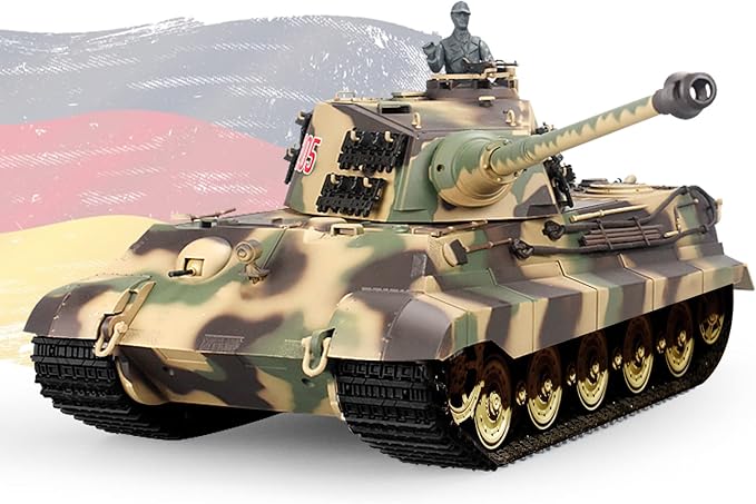 Heng Long RC Tank for Adults 1:16 2.4ghz German Tiger King Henschel Remote Control Tank Model (320-Degree Rotating Turret) RC Tanks That Shoots Military Vehicles Gifts for Age 14+