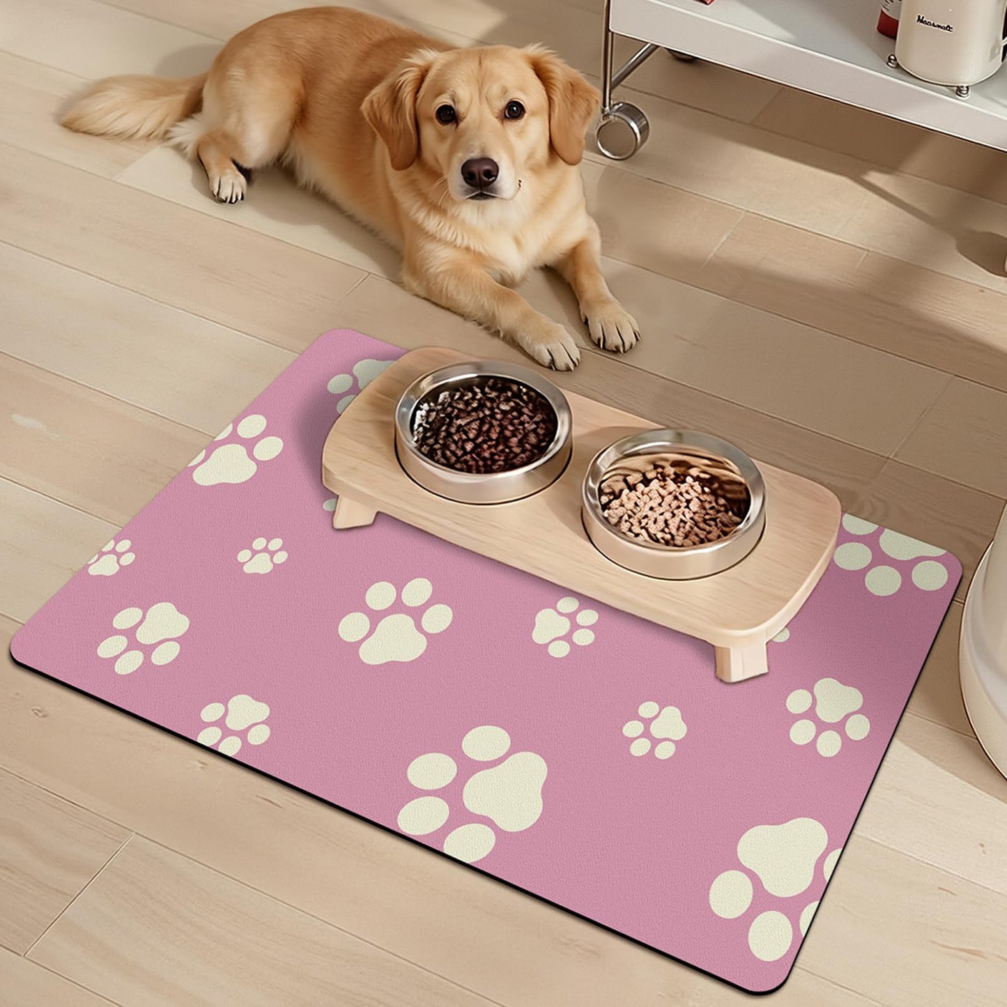 Pet Feeding Mat Dog Cat Food Mat Absorbent No Stains Quick Dry Rubber Bottom Anti-Slip Water Bowl Mats Easy to Clean for Indoor Pet Placemats Water Dispenser Mat