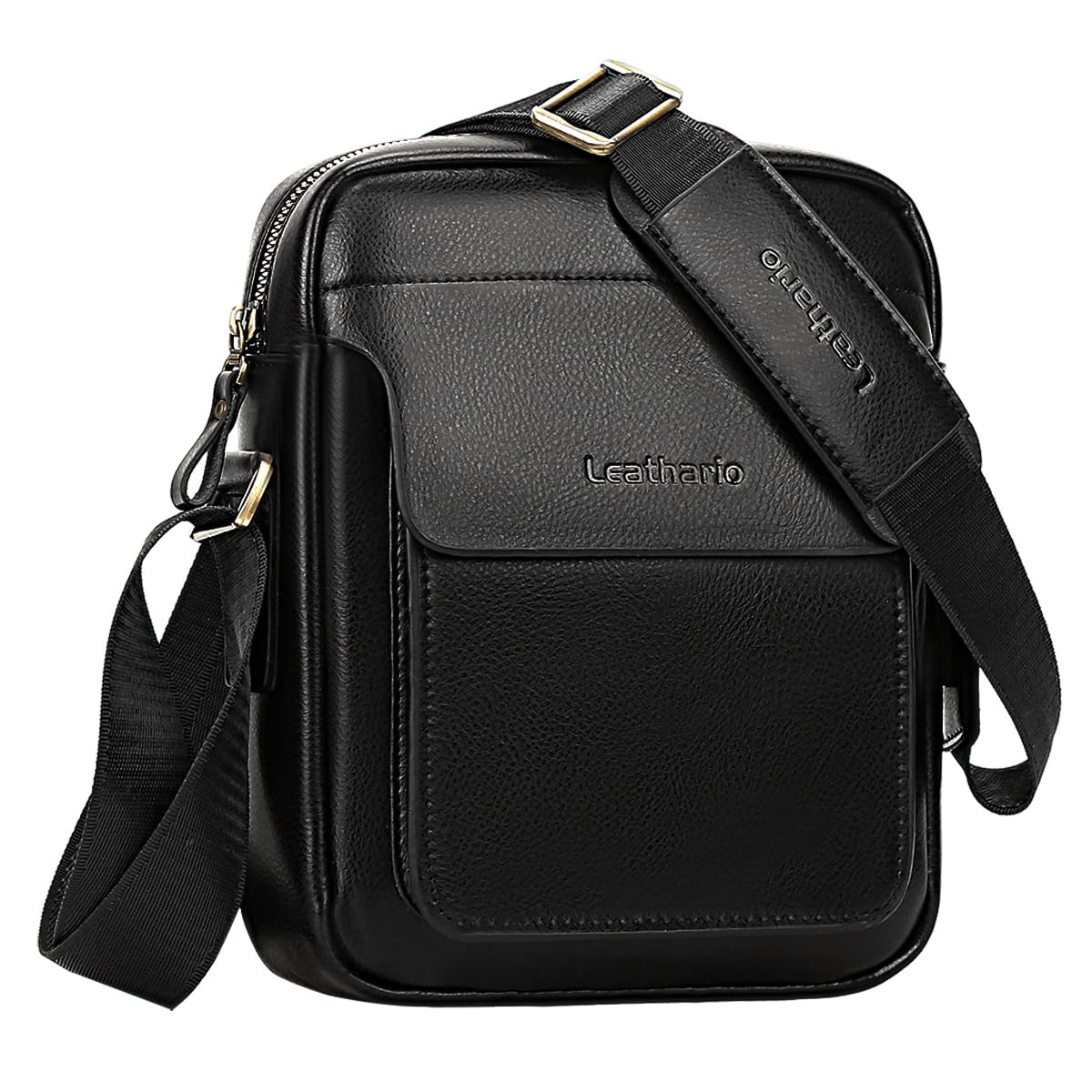 Leathario Crossbody Bag For Men Vegan Leather Shoulder Messenger Purse Sling Satchel Bag For Work Business Travel