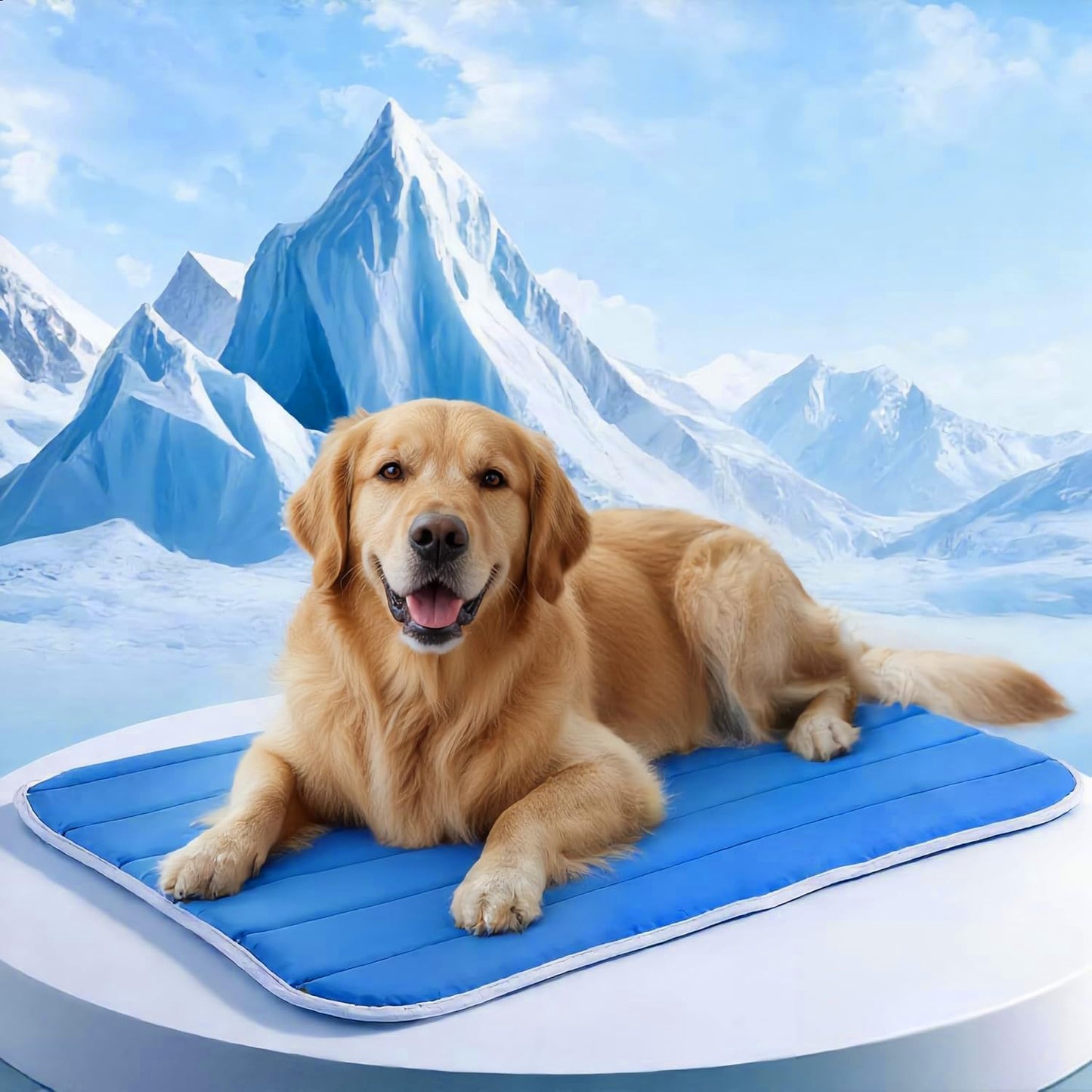 Petvolve Dog Cooling Mat, Cold Memory Sponge Cooling Mat for Dog, Foldable Crate Pet Bed & Non-Slip, (Q-Max > 0.45) Long-Lasting Cool & Keep Your Pet Cool (Large - 35.4x23.6 Inch)