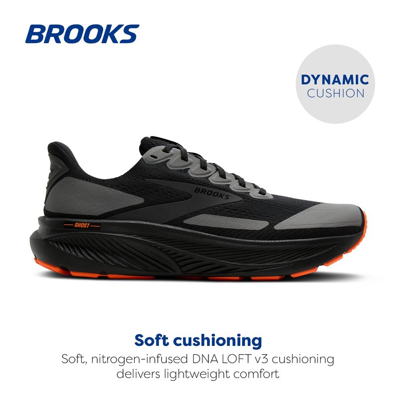 Brooks Women’s Ghost 17 Neutral Running Shoe - Black/Orange - 5 Medium