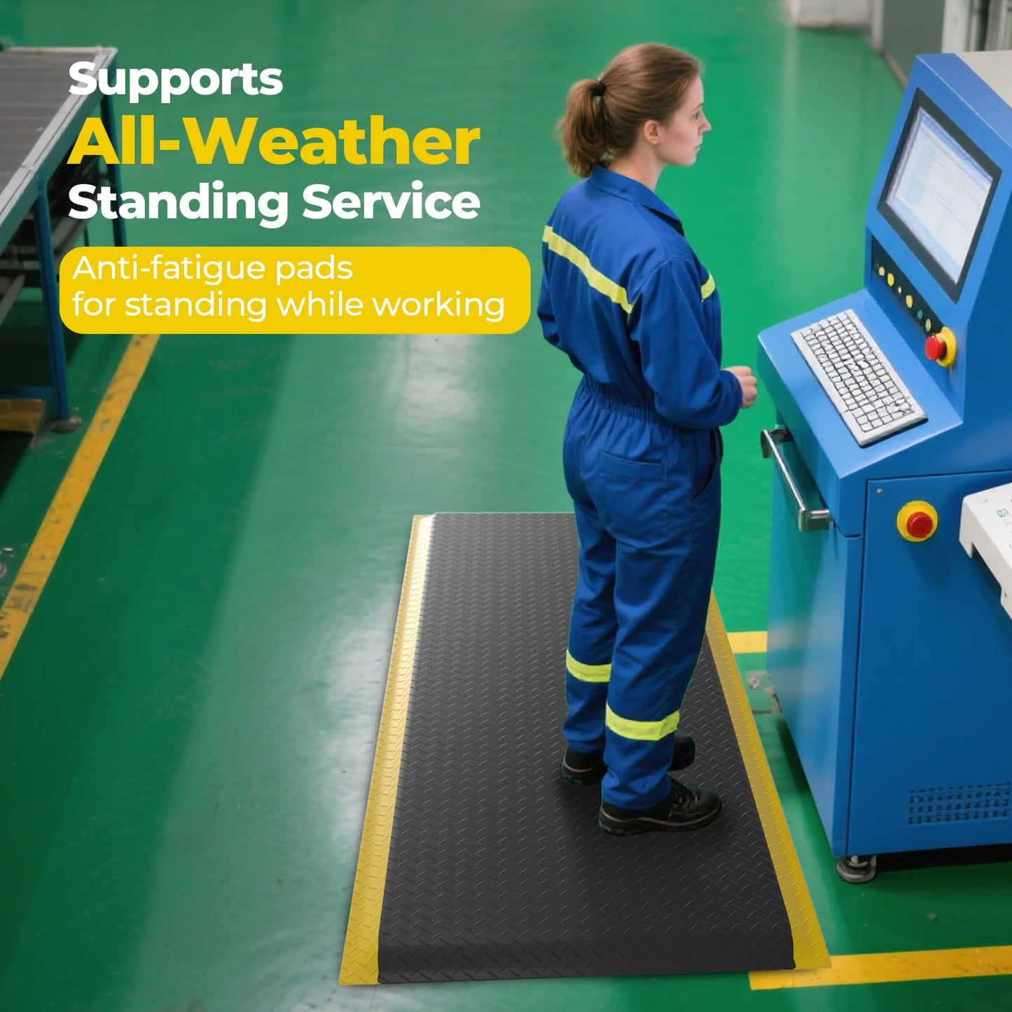 Anti Fatigue Mats Industrial, 84" x 35" Ergonomic Anti-Fatigue Standing Floor Mat, Anti-Slip Memory Foam Floor Mat, Helps Relieve Back and Leg Soreness During Work