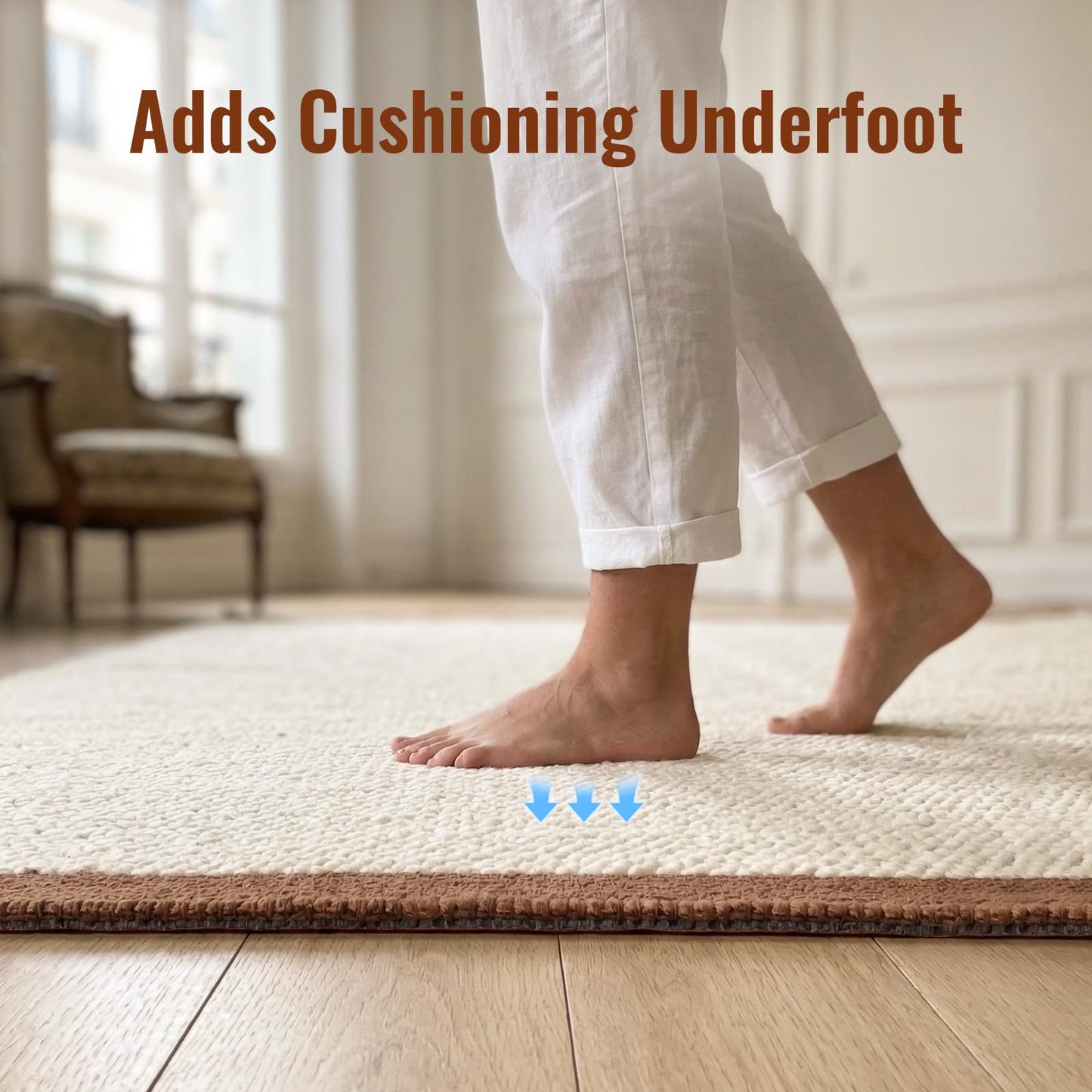 3 x 5 Ft Rug Pad Non-Slip, 1/4" Thick, Rug Gripper for Hardwood Floors, Felt and Natural Rubber Backing, Dual Surface, Cushioned Pads, Keep Carpets in Place, Protective Padding Under Area Rugs