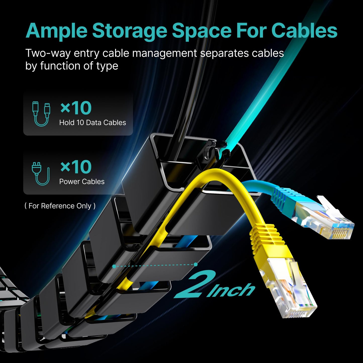 PEGZONE Under Desk Cable Management Spine – Flexible Cable Snake Organizer for Standing Desk, Tool-Free Magnetic Vertebrae Wire Management for 0.4"-2" Table, Black