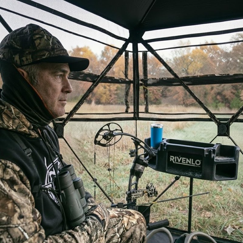 Hunting Blind 360 See Through Ground Blind for Turkey & Deer Hunting, 2-3 Person Pop Up Camouflage Tent