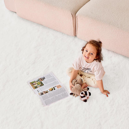 OPPODREAM 8x10 White Rugs for Bedroom, Ultra-Soft Fluffy Area Rugs for Living Room, 8 x 10 Shag Carpet for Nursery, Kids, Girl, Boy, Baby, Plush, Fuzzy, Shaggy, Cute Home Decor