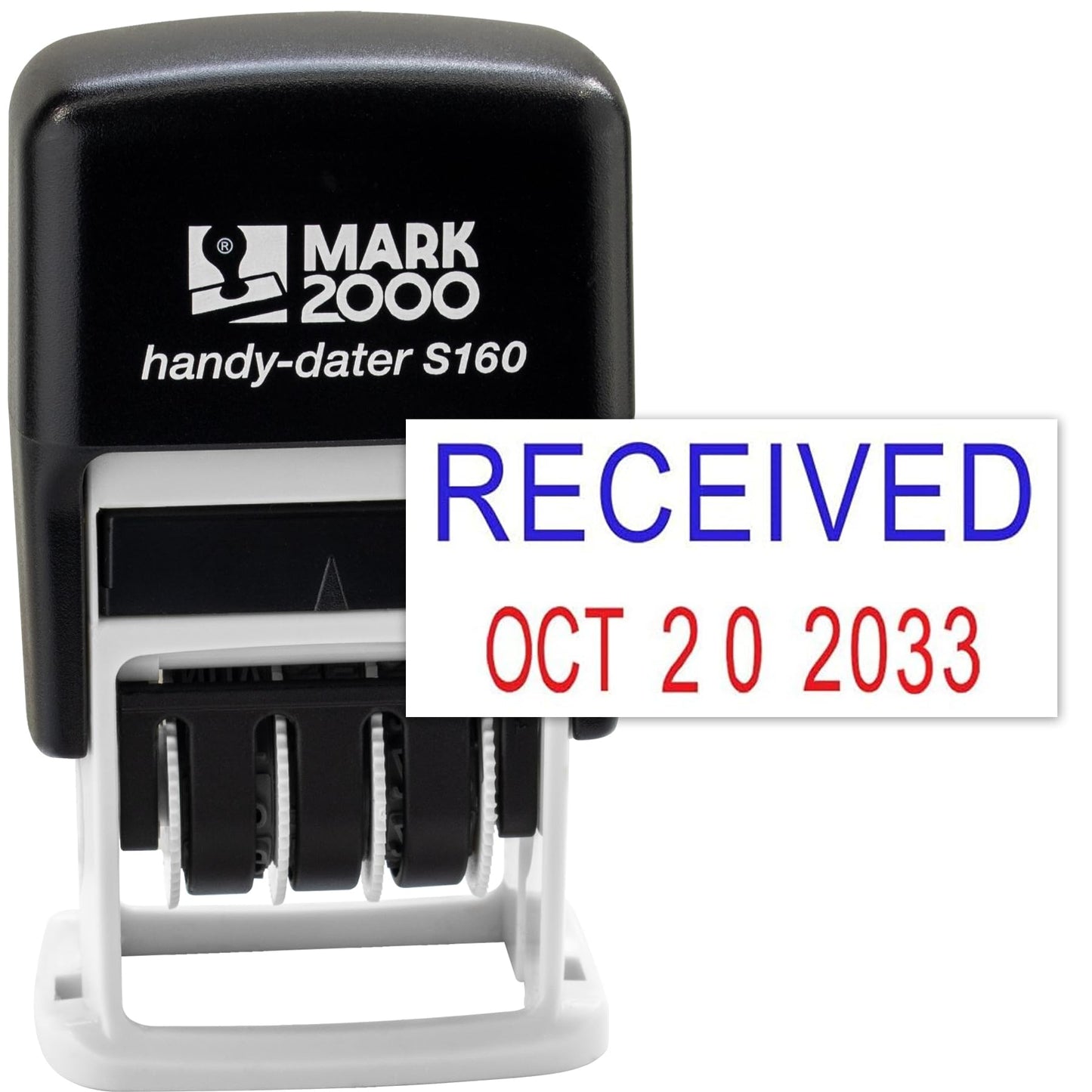 Mark 2000 Self-Inking Rubber Date Office Stamp with Received Phrase Blue Ink & Date RED Ink (Handy-Dater S160), 12-Year Band