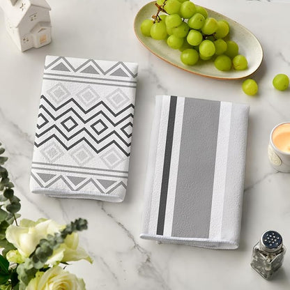 Artoid Mode Grey Home Sweet Home Stripes Boho Spring Kitchen Towels Dish Towels