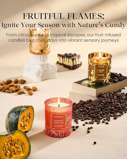 M&SENSE Lemon Scented Vegan Soy Candles, No Toxin 8.1oz 42-Hour Long Burning Time,Calming Stress Relief Candles for Home Fragrance Office,Fall Winter Thanksgiving Christmas Gifts Housewarming Gift