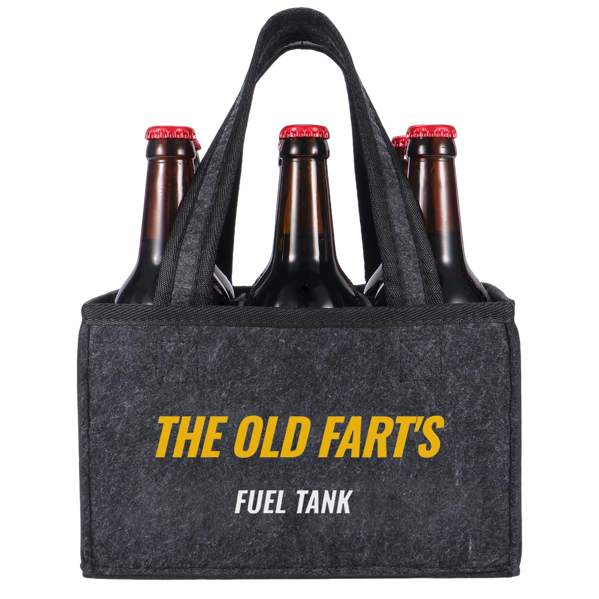 Funny Felt Beer Drink Carrier Tote Bag for Men, Novelty Gift for Dad, Husband, Boyfriend, Birthday, Father’s Day, Beer Lover Gift, 6-Bottle Portable Beverage Carrier with Handle