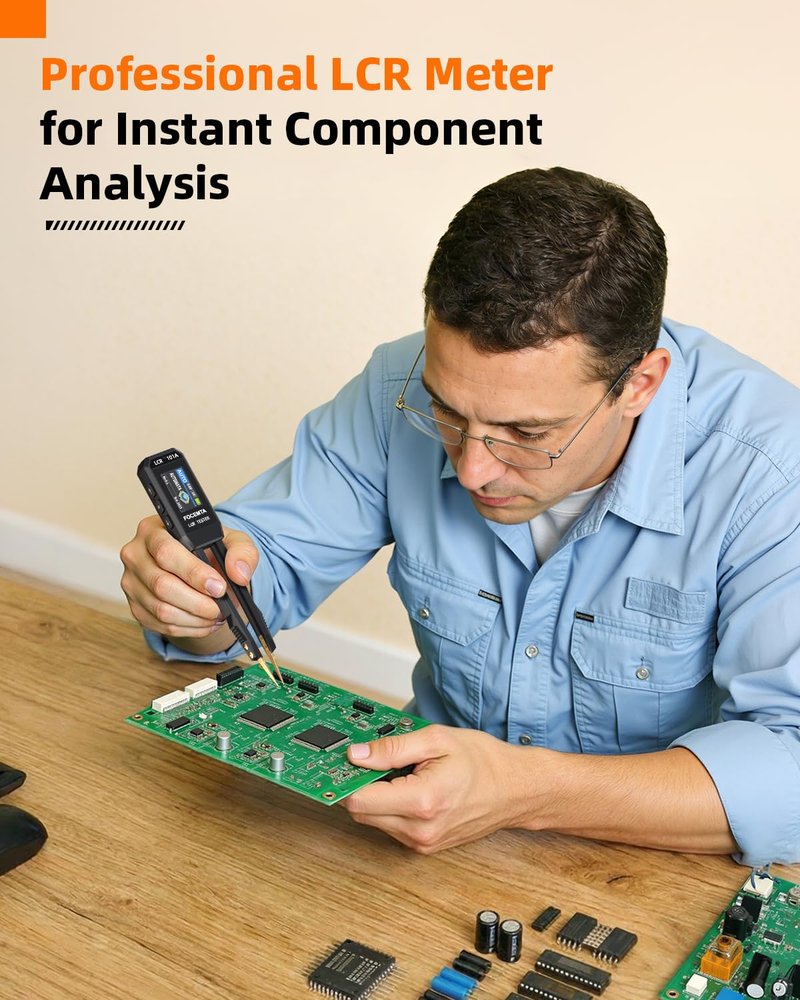 Focemta Precision LCR-101A Meter Handheld - Digital LCR Meter Measures Capacitance Inductance Resistance with Auto Component Recognition Electronic Component Analyze