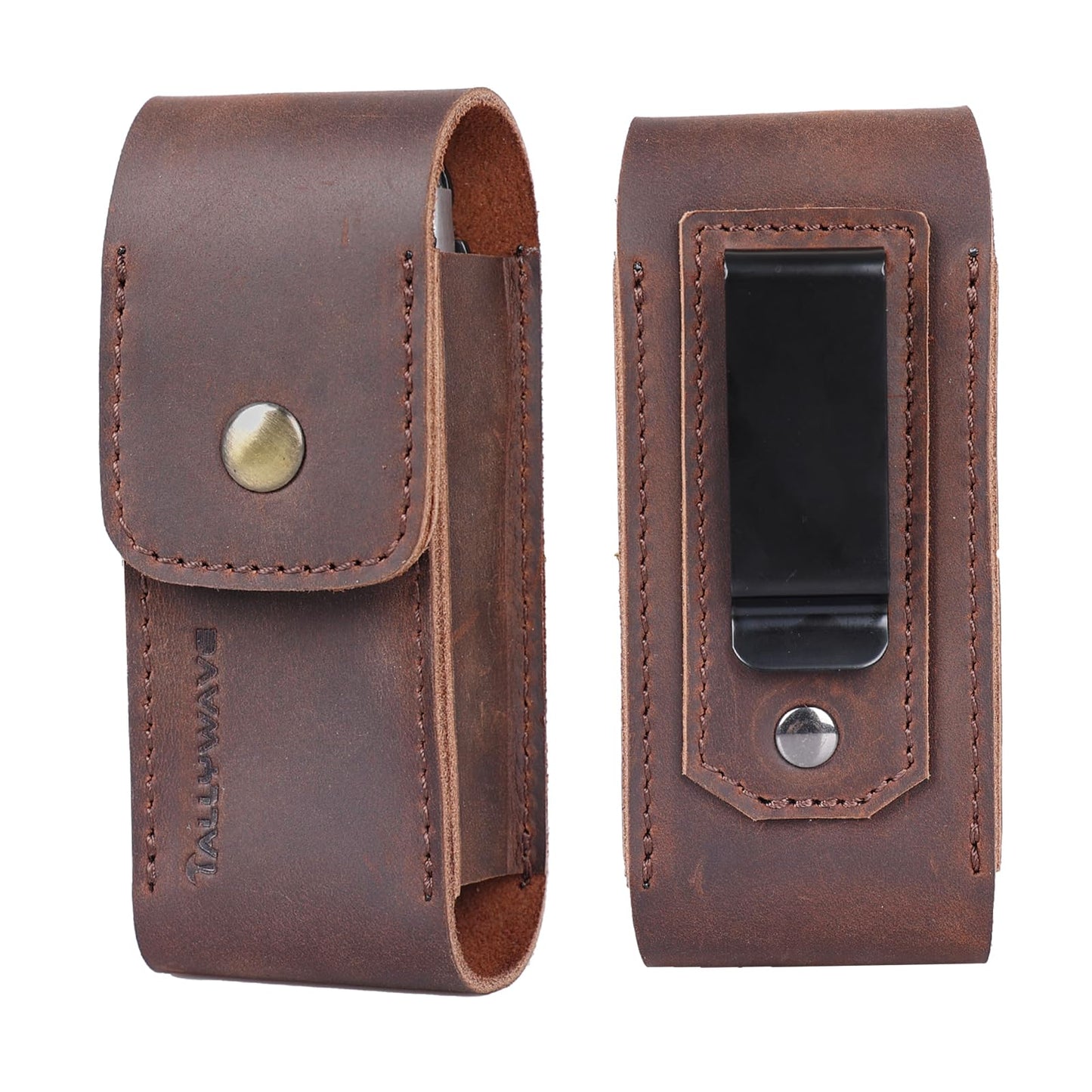 Tallywave Leather Multitool Sheath - Belt Clip Leather Multitool Holster - EDC Belt Organizer Multitool Pouch for Belt - Magnetic Closure Multitool Case, Darkbrown