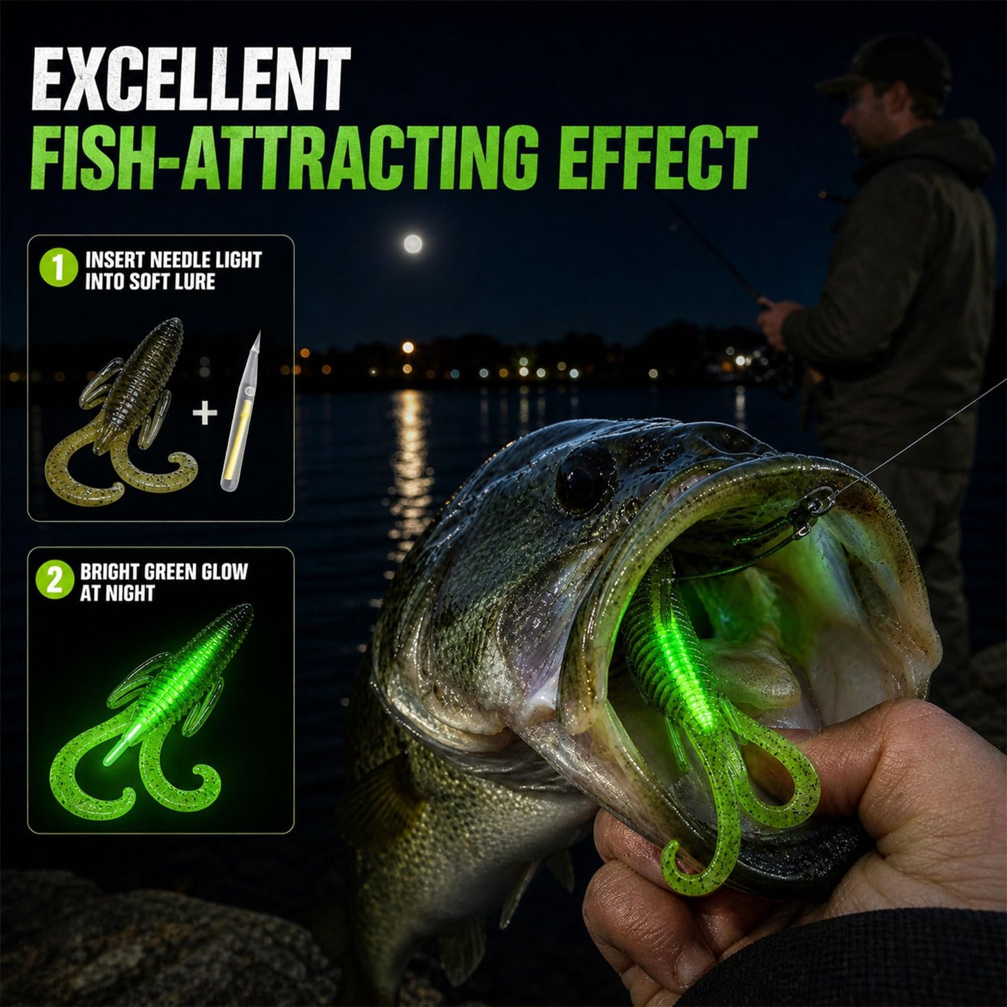 LINGUANG Needle Fishing Glow Sticks for Glow in The Dark Fishing Lures