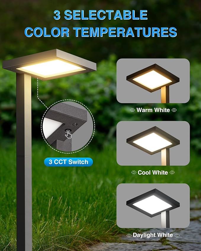 SUNVIE 3CCT Low Voltage Pathway Lights Wired Pathway Lights Outdoor 5W 3000K Anti Glare LED Low Voltage Landscape Lighting Waterproof Landscape Path Lights for Walkway Backyard Garden Patio, 4 Pack